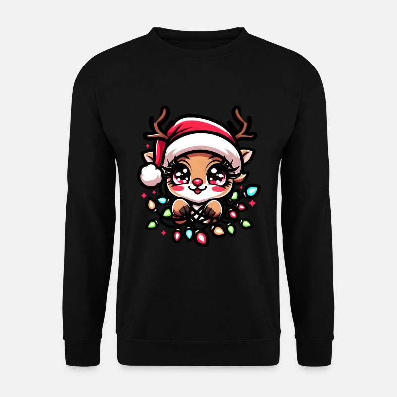 süßes Rentier Weihnachten als Weihnachtsbaum - Unisex Pullover - Schwarz