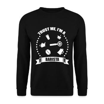 Barista Papa - Unisex Pullover - Schwarz - Vorne - Alina (178cm) & Michal (187cm)