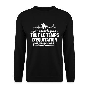 Je ne parle pas tout le temps d'équitation humour - Sweat-shirt Unisexe - noir - Devant - Alina (178cm) & Michal (187cm)