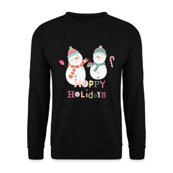 Fun Snowman Happy Holidays Colorful Christmas - Unisex Sweatshirt - black - Front - Alina (178cm) & Michal (187cm)