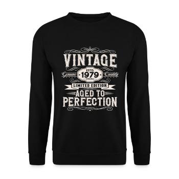 Vintage 1979 Vintage né cadeau d’anniversaire - Sweat-shirt Unisexe - noir - Devant - Alina (178cm) & Michal (187cm)