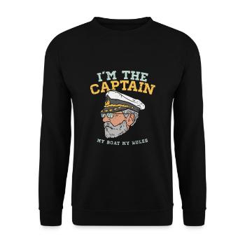 Ich bin der Kapitän - Mein Boot - Meine Regeln - Unisex Pullover - Schwarz - Vorne - Alina (178cm) & Michal (187cm)