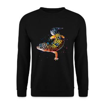 Leopard Gecko Reptilienhalter Eidechse Aquarell - Unisex Pullover - Schwarz - Vorne - Alina (178cm) & Michal (187cm)