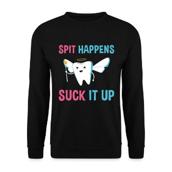 Hygienist Spit Happens Suck It Up Dental Assistant - Unisex Sweatshirt - black - Front - Alina (178cm) & Michal (187cm)