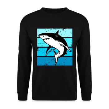 Hai Fische Meer Ozean Tier Hai - Unisex Pullover - Schwarz - Vorne - Alina (178cm) & Michal (187cm)
