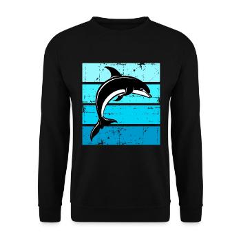Delphin Ozean Meeres Walfisch Delphin - Unisex Pullover - Schwarz - Vorne - Alina (178cm) & Michal (187cm)