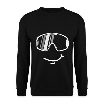 Lustiges lachendes Gesicht mit Ski Maske - Unisex Pullover - Schwarz - Vorne - Alina (178cm) & Michal (187cm)