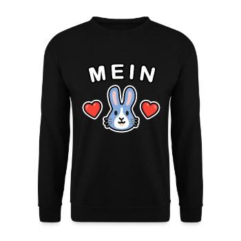 Mein Hase blau mit Herzen ❤️🐰❤️ - Unisex Pullover - Schwarz - Vorne - Alina (178cm) & Michal (187cm)
