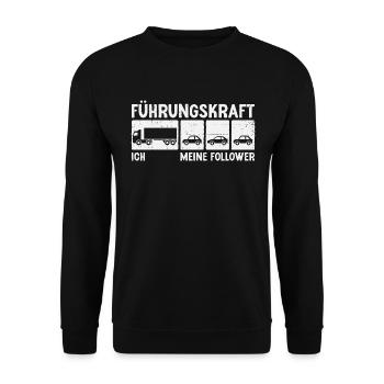 LKW Fahrer Führungskraft Meine Follower Fernfahrer - Unisex Pullover - Schwarz - Vorne - Alina (178cm) & Michal (187cm)