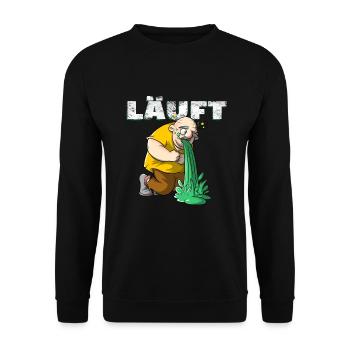 Läuft - Mann übergibt sich, Männerabend Sauftour - Unisex Pullover - Schwarz - Vorne - Alina (178cm) & Michal (187cm)