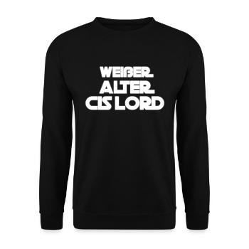Weißer Alter Cis Mann Parodie Ironisch Sarkasmus - Unisex Pullover - Schwarz - Vorne - Alina (178cm) & Michal (187cm)