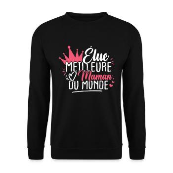 Élue meilleure maman du monde - Sweat-shirt Unisexe - noir - Devant - Alina (178cm) & Michal (187cm)