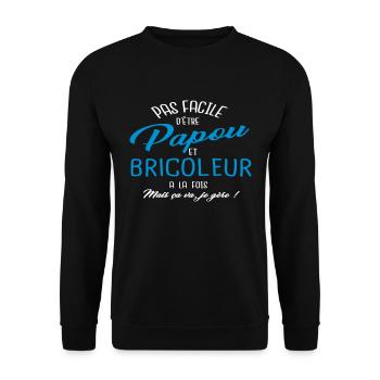 Papou et bricoleur - Sweat-shirt Unisexe - noir - Devant - Alina (178cm) & Michal (187cm)