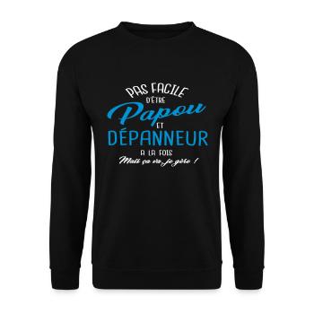 Papou et dépanneur - Sweat-shirt Unisexe - noir - Devant - Alina (178cm) & Michal (187cm)