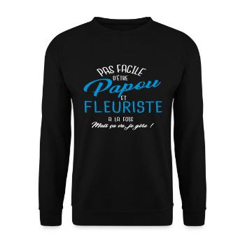 Papou et fleuriste - Sweat-shirt Unisexe - noir - Devant - Alina (178cm) & Michal (187cm)
