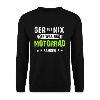 Biker der tut nix der will nur Motorrad fahren - Unisex Pullover - Schwarz - Vorne - Alina (178cm) & Michal (187cm)