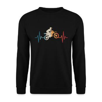 Motocross Herzschlag Supermoto Motorrad Motorsport - Unisex Pullover - Schwarz - Vorne - Alina (178cm) & Michal (187cm)