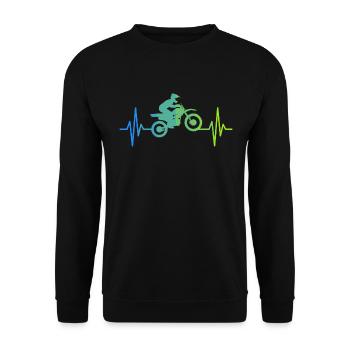 Motocross Herzschlag Supermoto Motorrad Motorsport - Unisex Pullover - Schwarz - Vorne - Alina (178cm) & Michal (187cm)