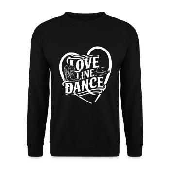 Love Line Dance ich liebe Line Dancing mit Herz - Unisex Pullover - Schwarz - Vorne - Alina (178cm) & Michal (187cm)