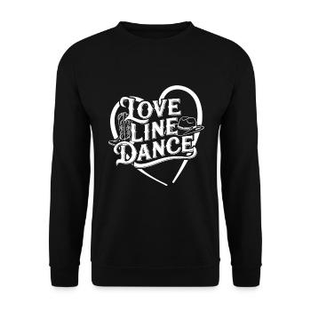 Love Line Dance ich liebe Line Dancing mit Herz - Unisex Pullover - Schwarz - Vorne - Alina (178cm) & Michal (187cm)