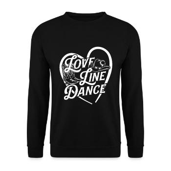 Love Line Dance ich liebe Line Dancing mit Herz - Unisex Pullover - Schwarz - Vorne - Alina (178cm) & Michal (187cm)