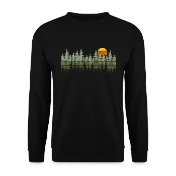Wald Natur Bäume Wildnis Outdoor Naturliebhaber - Unisex Pullover - Schwarz - Vorne - Alina (178cm) & Michal (187cm)