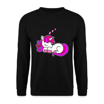 Cute sleeping unicorn kids gift idea - Unisex Sweatshirt - black - Front - Alina (178cm) & Michal (187cm)