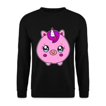 Small round unicorn pig children's gift - Unisex Sweatshirt - black - Front - Alina (178cm) & Michal (187cm)