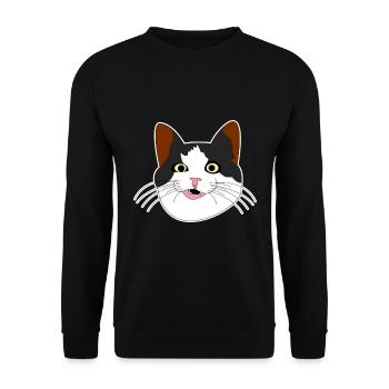 Katze Katzenkopf - Unisex Pullover - Schwarz - Vorne - Alina (178cm) & Michal (187cm)