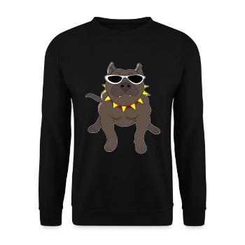 Kampfhund der Hund Geschenkidee Weihnachtsgeschenk - Unisex Pullover - Schwarz - Vorne - Alina (178cm) & Michal (187cm)