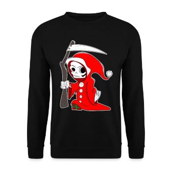 Grim Reaper Santa Claus Christmas Gift Idea - Unisex Sweatshirt - black - Front - Alina (178cm) & Michal (187cm)