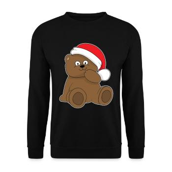 The cute Christmas bear Christmas Teddy Bear - Unisex Sweatshirt - black - Front - Alina (178cm) & Michal (187cm)