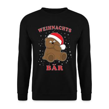 Weihnachten Bär Teddybär Teddy Geschenkidee - Unisex Pullover - Schwarz - Vorne - Alina (178cm) & Michal (187cm)