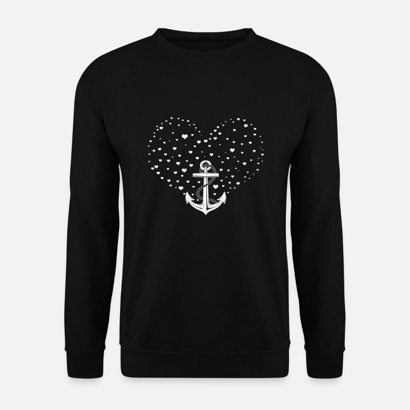 Anker Herz Herzen Geschenkidee - Unisex Pullover - Schwarz