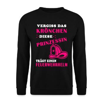 Krönchen Feuerwehrhelm Geschenkidee Feuerwehr cool - Unisex Pullover - Schwarz - Vorne - Alina (178cm) & Michal (187cm)