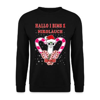 Nikolauch Weihnachten Weihnachtsmann Geschenkidee - Unisex Pullover - Schwarz - Vorne - Alina (178cm) & Michal (187cm)