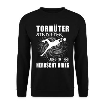 Fussball Torwart Torhüter Sport Sportler Geschenk - Unisex Pullover - Schwarz - Vorne - Alina (178cm) & Michal (187cm)