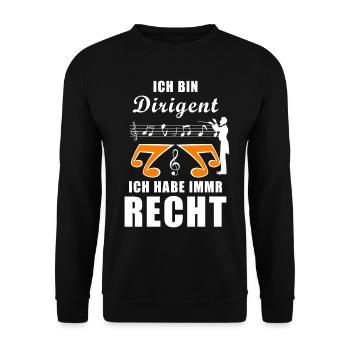 Ich bin Dirigent ich habe immer recht Musiker - Unisex Pullover - Schwarz - Vorne - Alina (178cm) & Michal (187cm)
