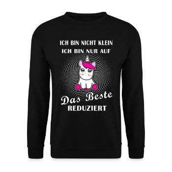 Einhorn auf das beste reduziert cooler Spruch - Unisex Pullover - Schwarz - Vorne - Alina (178cm) & Michal (187cm)