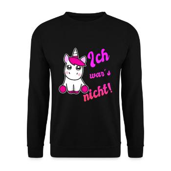 Lustiges Einhorn ich war´s nicht - Unisex Pullover - Schwarz - Vorne - Alina (178cm) & Michal (187cm)