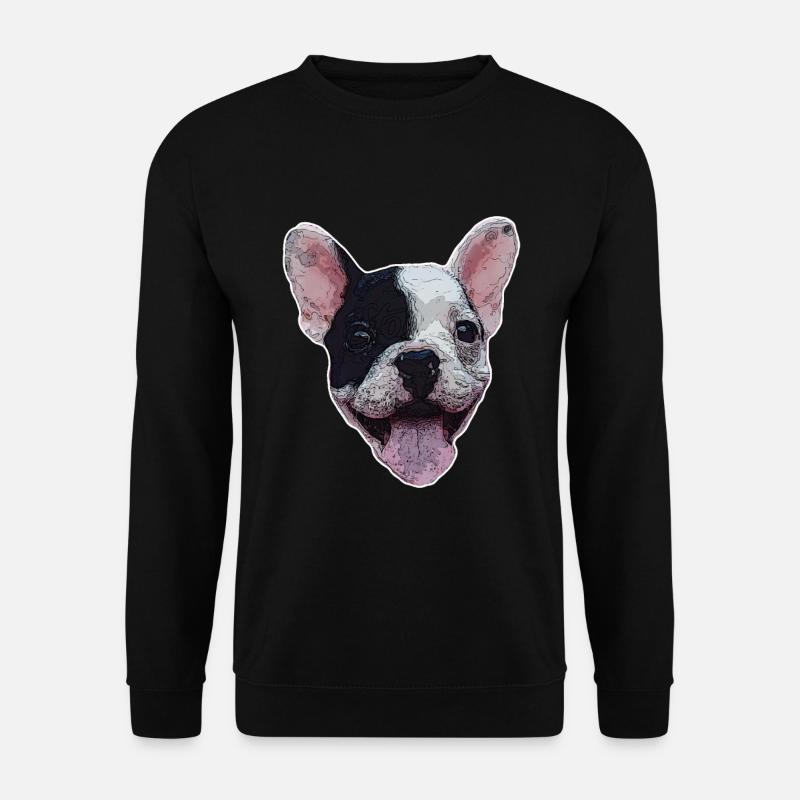 Hundekopf Welpe Bulldogge Geschenk Hundefreund - Unisex Pullover - Schwarz