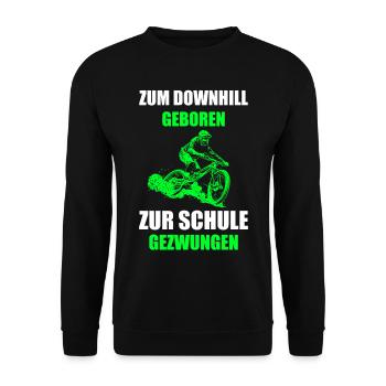 Downhill cooler Spruch Fahrrad Bike Geschenkidee - Unisex Pullover - Schwarz - Vorne - Alina (178cm) & Michal (187cm)