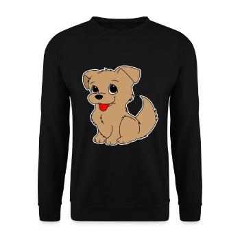 Hund Hündchen Vierbeiner Geschenkidee - Unisex Pullover - Schwarz - Vorne - Alina (178cm) & Michal (187cm)