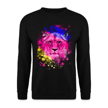 Lion art cadeau tête de lion coloré - Sweat-shirt Unisexe - noir - Devant - Alina (178cm) & Michal (187cm)