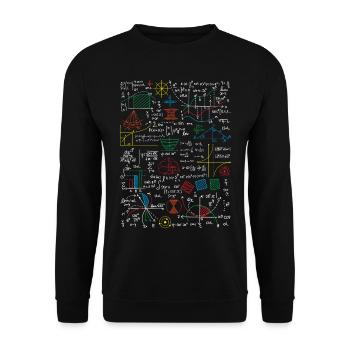 Mathematisches Blatt Lustiger Mathelehrer - Unisex Pullover - Schwarz - Vorne - Alina (178cm) & Michal (187cm)