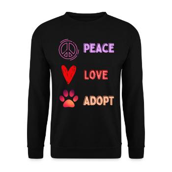 Friedensliebe adoptieren - Unisex Pullover - Schwarz - Vorne - Alina (178cm) & Michal (187cm)