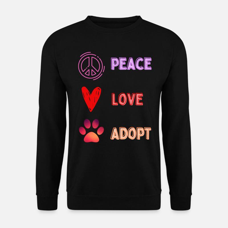 Peace Love Adopt - Unisex Sweatshirt - black