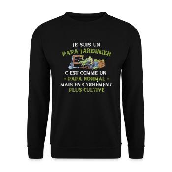 Papa Jardinier plus cultivé humour - Sweat-shirt Unisexe - noir - Devant - Alina (178cm) & Michal (187cm)