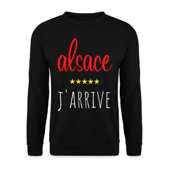 alsace j'arrive - Sweat-shirt Unisexe - noir - Devant - Alina (178cm) & Michal (187cm)