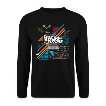 Back To The Future Logo With Delorean Time Machine - Unisex Sweatshirt - black - Front - Alina (178cm) & Michal (187cm)
